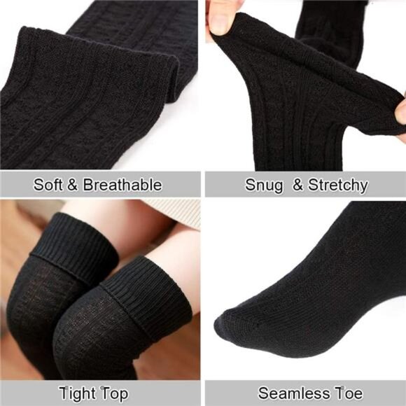 Women Thigh High Socks Extra Long Cotton Knit Warm Thick Tall Long Boot Stocking - Picture 6 of 7
